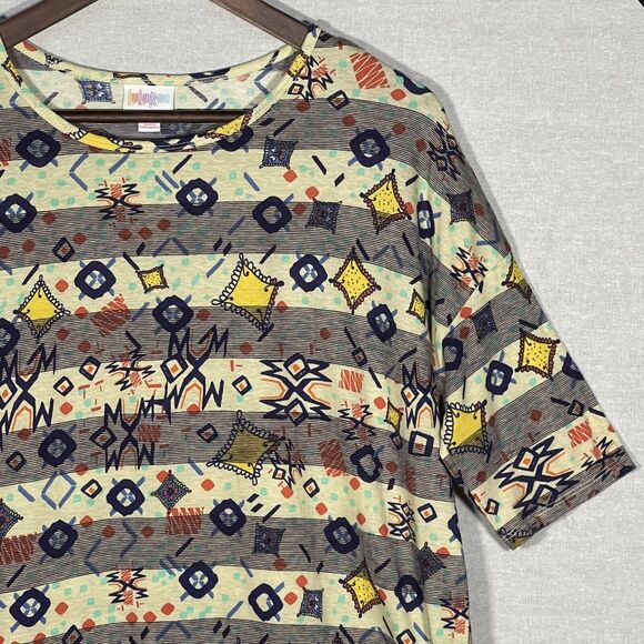 LulaRoe Oversized Top Size S Multicolor Cave Paintings Tribal Ethnic Art-to-Wear - Picture 9 of 12